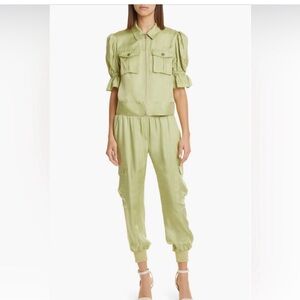 Cinq a Sept satin jogger cargo pants, size small